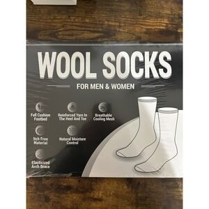 Mens Womens Wool Socks Full Cushion Breathable Itch‎ Free Arch Brace U13 XL LXL